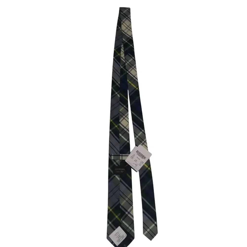 Crewcuts By J Crew Boys Cotton Tie Dudley Plaid Tie Blue Green Black Yellow 42